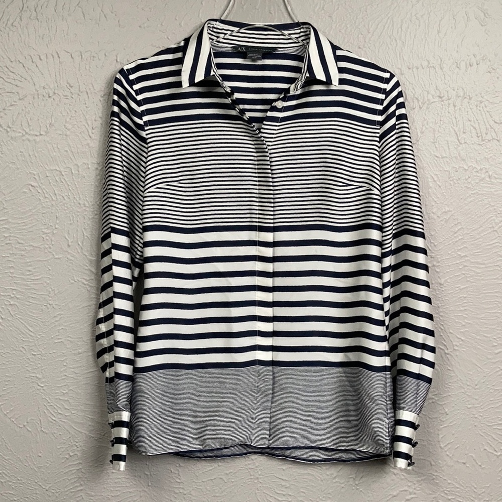 Armani Exchange Navy Blue & White Striped Shirt XS